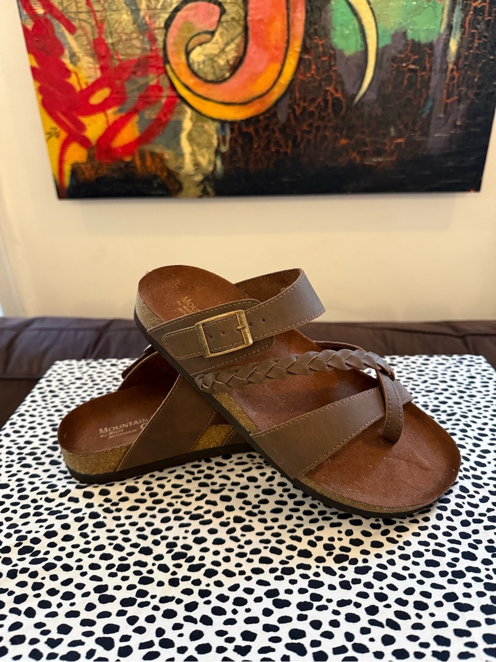 White Mountain Brown Braided Strap Sandals